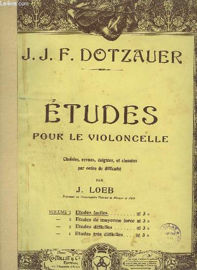 ETUDES POUR LE VIOLONCELLE - VOLUME 1 : ETUDES FACILES.