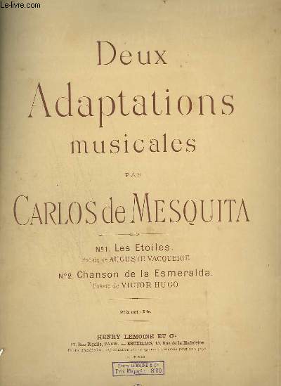 DEUX ADAPTATIONS MUSICALES - N1 : LES ETOILES + CHANSON DE LA ESMERALDA.