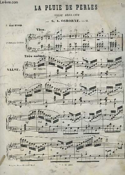 LA PLUIE DE PERLE - VALSE BRILLANTE POUR PIANO - 3 EDITION.