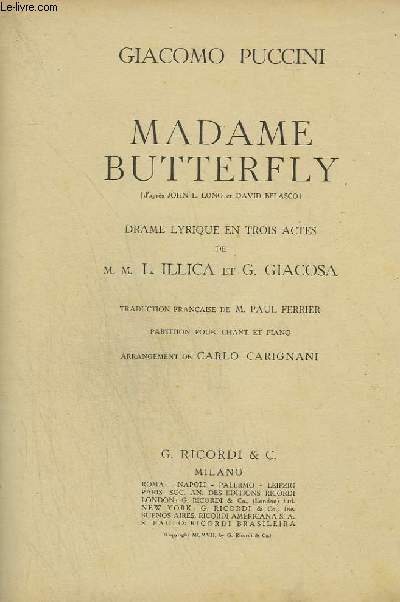 MADAME BUTTERFLY - PIANO ET CHANT.