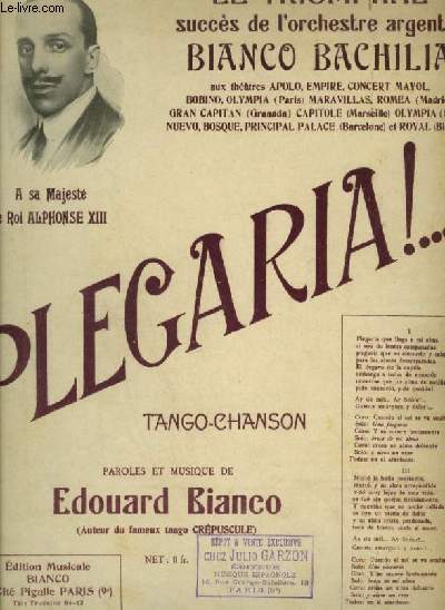 PLEGARIA ! - TANGO - CHANSON POUR PIANO ET CHANT AVEC PAROLES ESPAGNOLES.