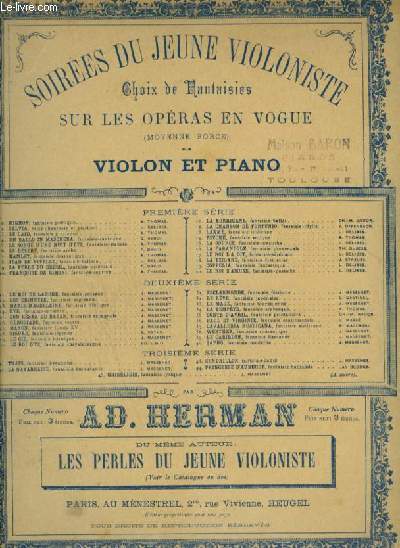 SOIREES DU JEUNE VIOLONISTE - N2 : SYLVIA DE LEO DELIBES - POUR PIANO ET VIOLON.