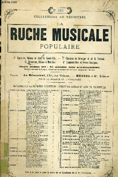 ROMANCE DE MIGNON - N116 COLLECTIONS DU MENESTREL LA RUCHE MUSICALE POPULAIRE
