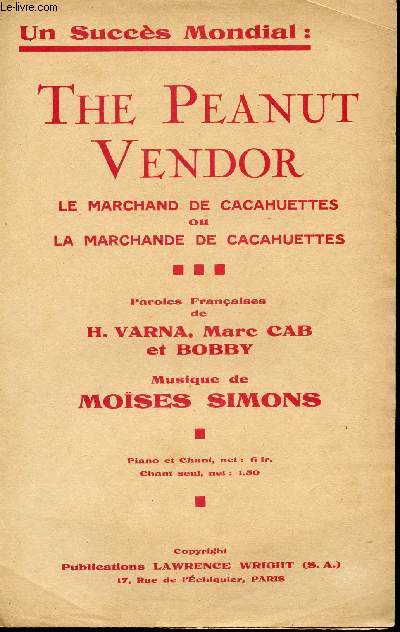 THE PEANUT VENDOR - LE MARCHAND DE CACAHOUETTES - LA MARCHANDES DE CACAHOUETTES