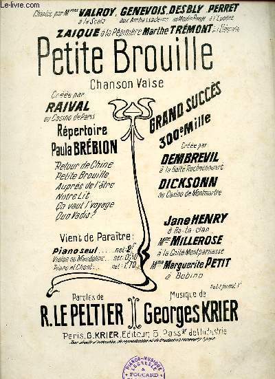 PETITE BROUILLE - PAROLES DE RAOUL LE PELTIER