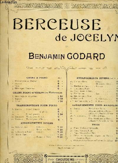 BERCEUSE DE JOCELYN - N13 - VIOLON, VIOLONCELLE, PIANO,