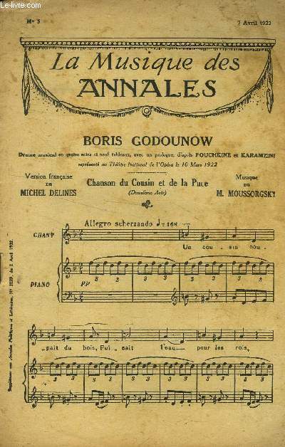La musique des annales (supplment aux annales politiques et littraires) N 5 :2 avril 1922 : Boris Godounow
