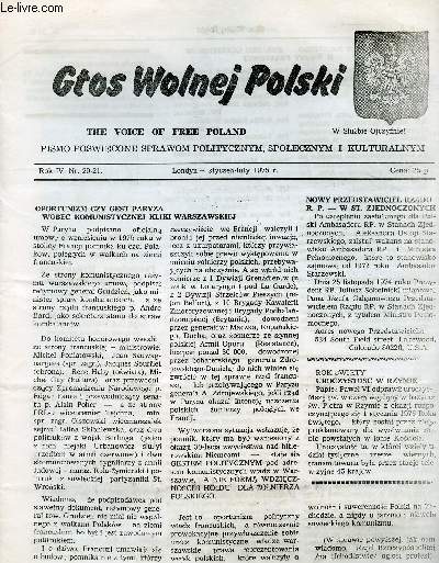 GLOS WOLNEJ POLSKI, ROK IV, Nr 20-21, 1975, THE VOICE OF FREE POLAND
