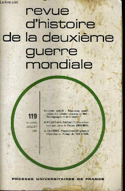 REVUE D'HISTOIRE DE LA DEUXIEME GUERRE MONDIALE - N119