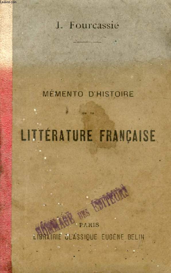 MEMENTO D'HISTOIRE DE LA LITTERATURE FRANCAISE