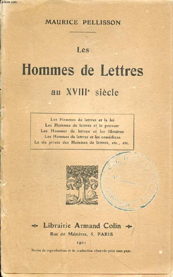 LES HOMMES DE LETTRES AU XVIIIe SIECLE