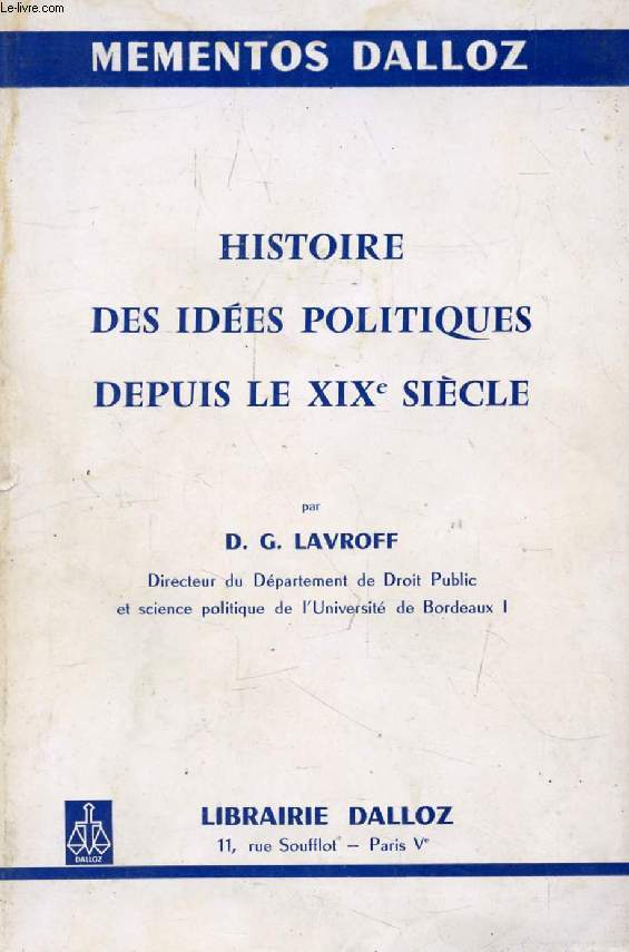 HISTOIRE DES IDEES POLITIQUES DEPUIS LE XIXe SIECLE