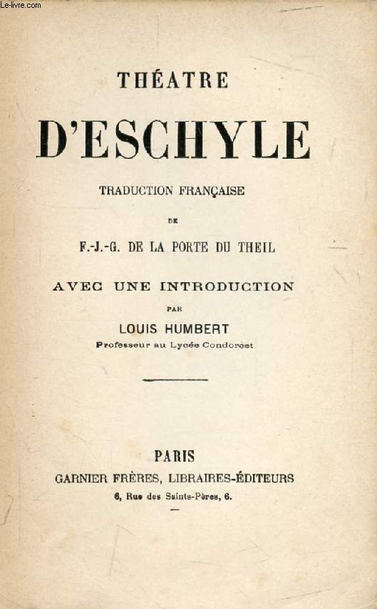 THEATRE D'ESCHYLE (Traduction Franaise)