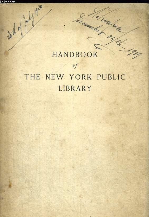 HANDBOOK OF THE NEW YORK LIBRARY