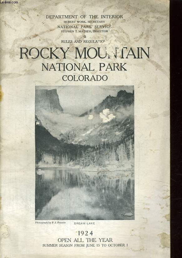 NATIONAL PARK, ROCKY MOUNTAIN, COLORADO, Rules and regulations