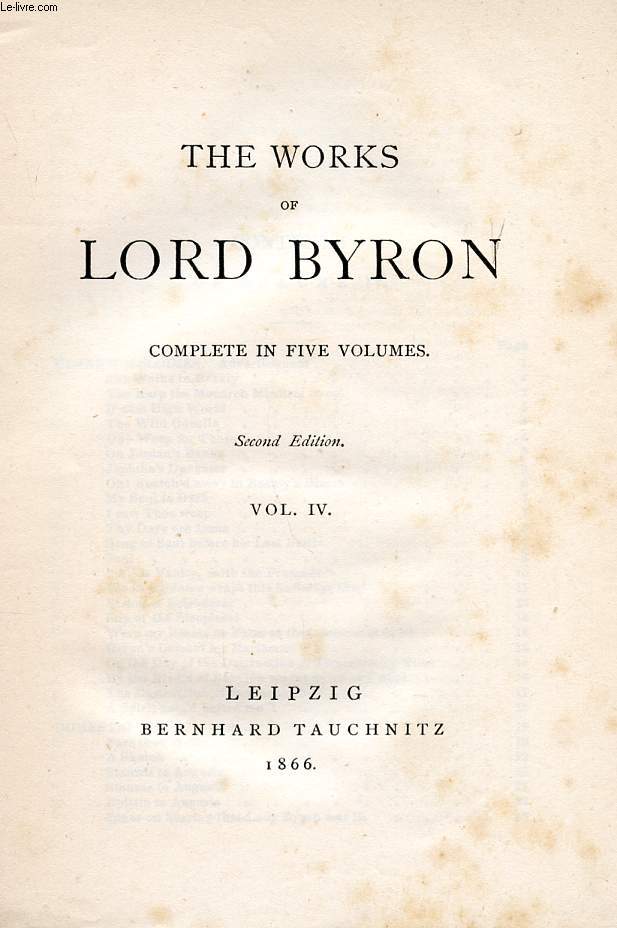 THE WORKS OF LORD BYRON, VOL. IV (COLLECTION OF BRITISH AUTHORS, VOL. XI)