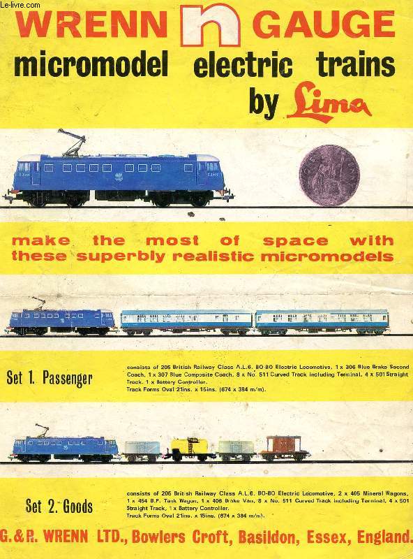 WRENN N GAUGE, MICROMODEL ELECTRIC TRAINS BY LIMA (CATALOGUE)
