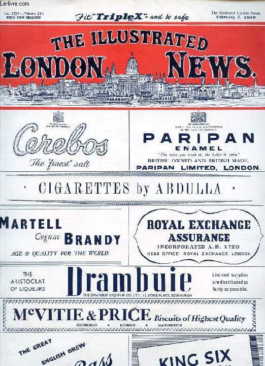 THE ILLUSTRATED LONDON NEWS, VOL. 214, N 5729, FEB. 5, 1949 (Contents: Personalities and events of the week. Five-Power agreement on a Council of Europe: A London Meeting. parliament opened in Cape Town. The man who created Sherlock Holmes...)