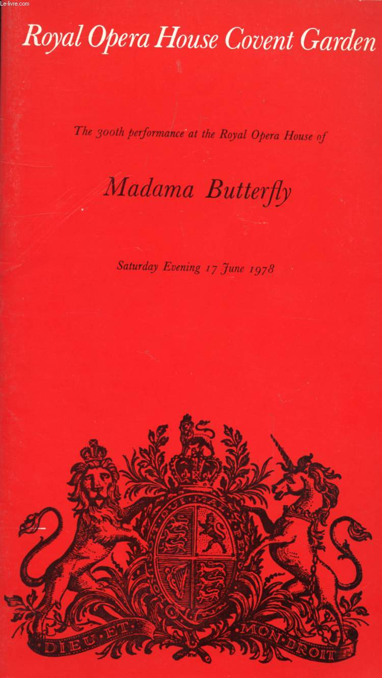 ROYAL OPERA HOUSE COVENT GARDEN, MADAMA BUTTERFLY (PROGRAMME)