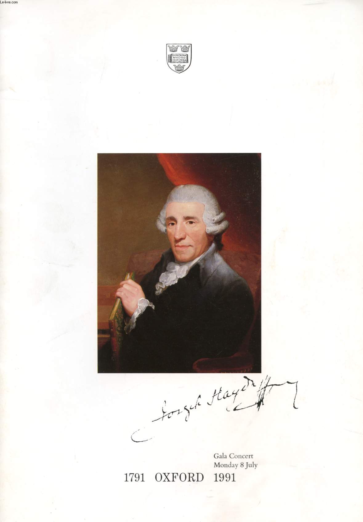 JOSEPH HAYDN, 1791 OXFORD 1991, GALA CONCERT (PROGRAMME)