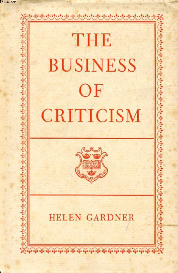 THE BUSINESS OF CRITICISM