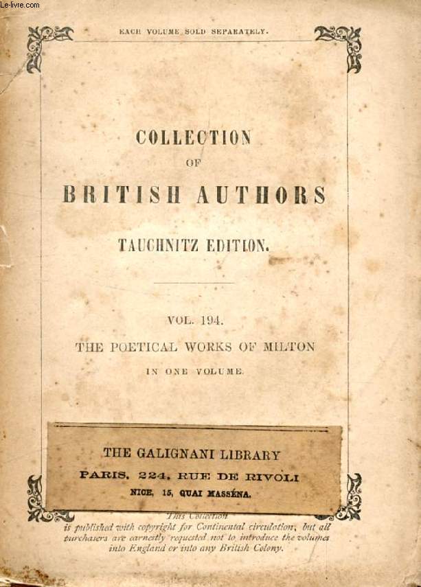 THE POETICAL WORKS (COLLECTION OF BRITISH AUTHORS, VOL. 194)