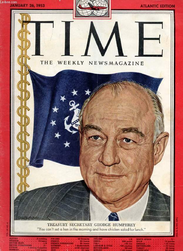TIME, NEWSMAGAZINE, VOL. LXI, N 4, JAN. 1953 (Contents: New Leadership, Pres. Eisenhower. War in Korea. State's Dulles & Treasury Humphrey. Wreck of the Federal Express in Washington's Union Station. Sudan nip-up, Egyptian 'striplomacy' by Major...)