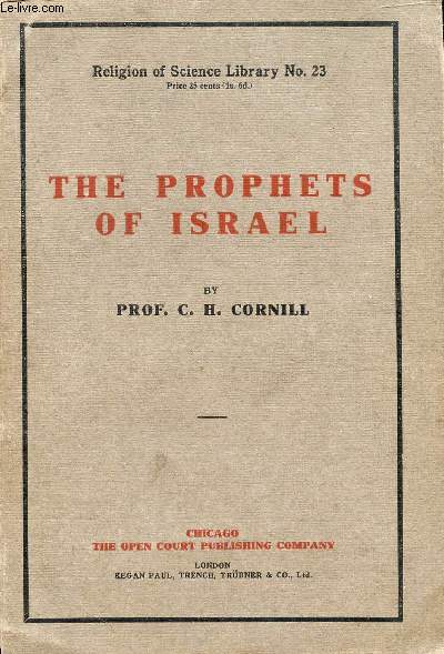 THE PROPHETS OF ISRAEL, POPULAR SKETCHES FROM OLD TESTAMENT HISTORY
