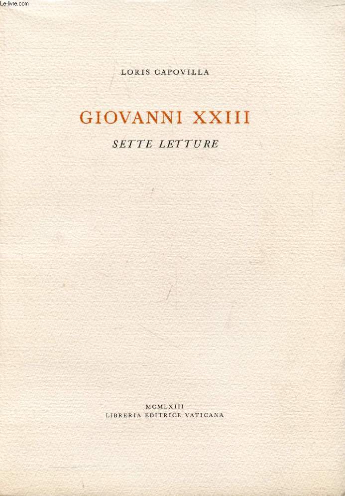 GIOVANNI XXIII, SETTE LETTURE