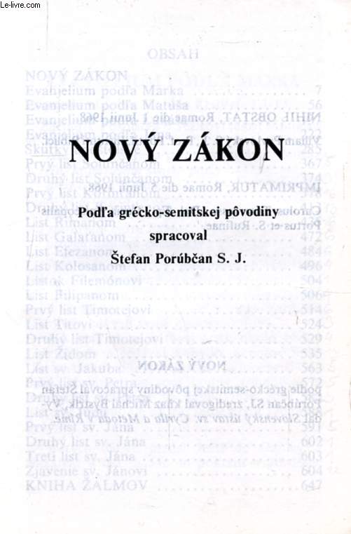 NOVY ZAKON, ZALMOV (NOUVEAU TESTAMENT, PSAUMES)