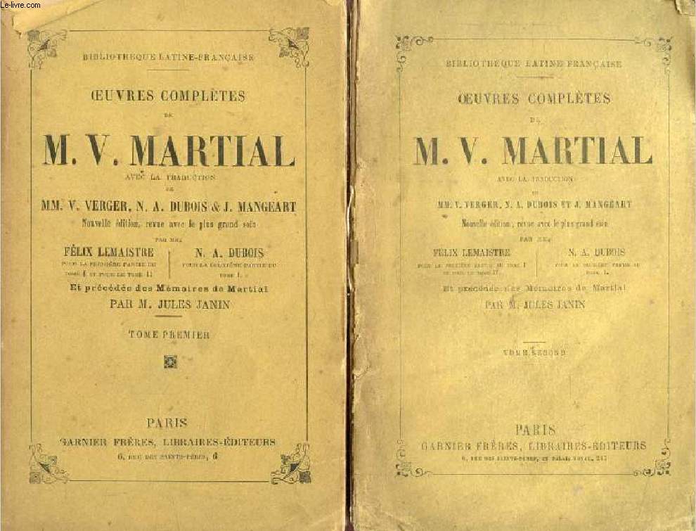 OEUVRES COMPLETES DE M. V. MARTIAL, 2 TOMES