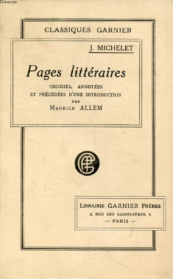 PAGES LITTERAIRES