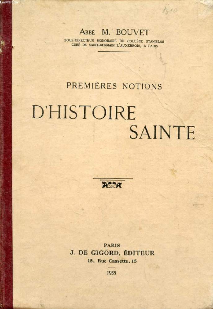 PREMIERES NOTIONS D'HISTOIRE SAINTE