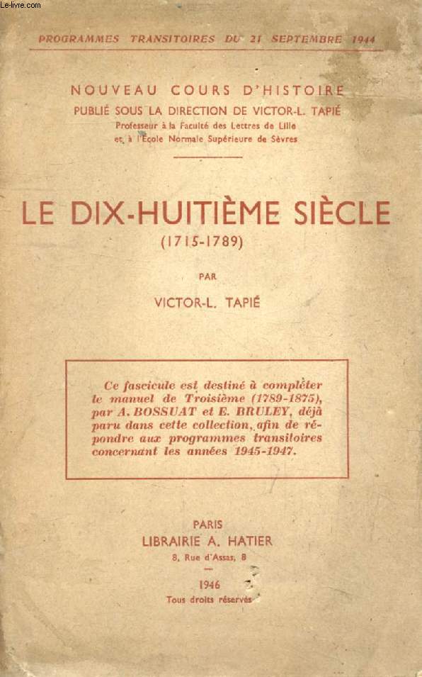 LE DIX-HUITIEME SIECLE (1715-1789)