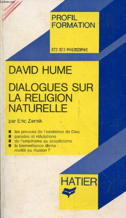 DIALOGUES SUR LA RELIGION NATURELLE, DAVID HUME (Profil Formation, 372-373)