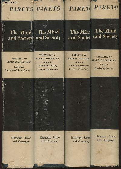 The mind and society (trattato di sociologia generale) Tomes I  IV (4 volumes)