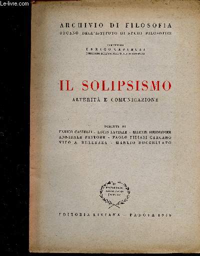 Il Solipsismo. Alterita e comunicazione (Collection 