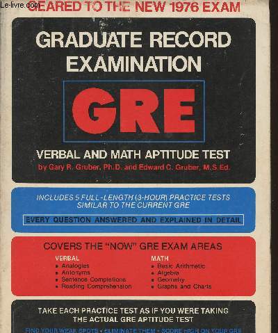 Graduate record examination aptitude test- A complete review for the verbal and math parts of the test