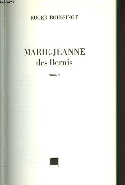 MARIE JEANNE DES BERNIS