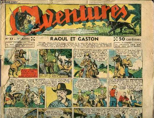 Aventures (Paris-Jeunes) - Hebdomadaire n33 - 15 aot 1939