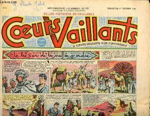 Coeurs Vaillants - anne 1953 - hebdomadaires n5 + 6 + 8  10 + 12 + 13 + 16  20 + 22  24 + 30  52 - du 1er fvrier au 27 dcembre 1953 - 38 numros - incomplet - Le trsor de la valle perdue par Jacques Conoan - Bertrand Du Guesclin par Bonneau -...