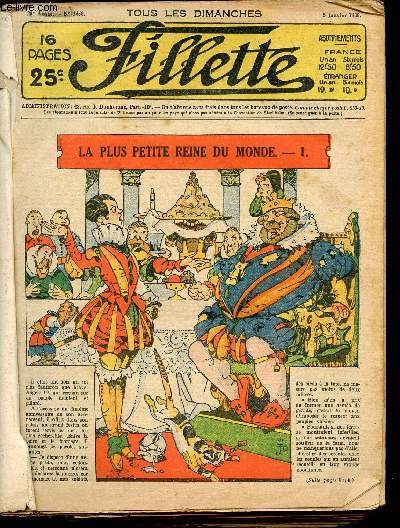Fillette - anne 1936 - n1450  1501 - du 5 janvier au 27 dcembre 1936 - COMPLET - La plus petite reine du monde - Le perroquet d'argent - La fe des indes - Sonia la petite princesse - ...