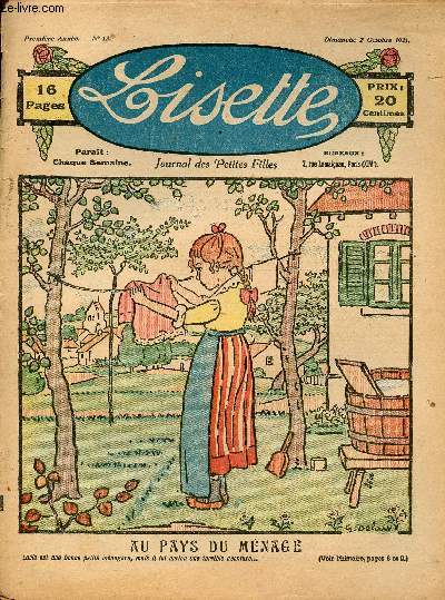 Lisette - n 12 - 2 octobre 1921 -Une grande surprise par Urbal - Le collier magique par Amerot - Lys et Marjolaine par Belcayre - ...