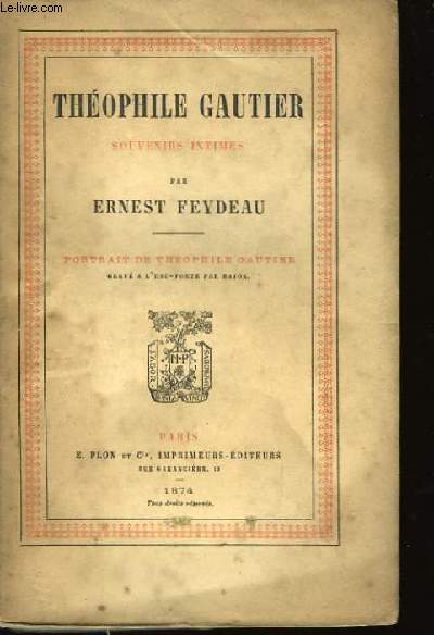 Thophile Gautier, Souvenirs Intimes