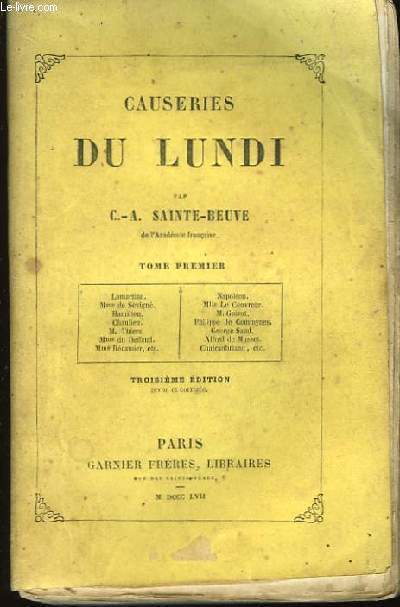 Causeries du Lundi. En 15 volumes.