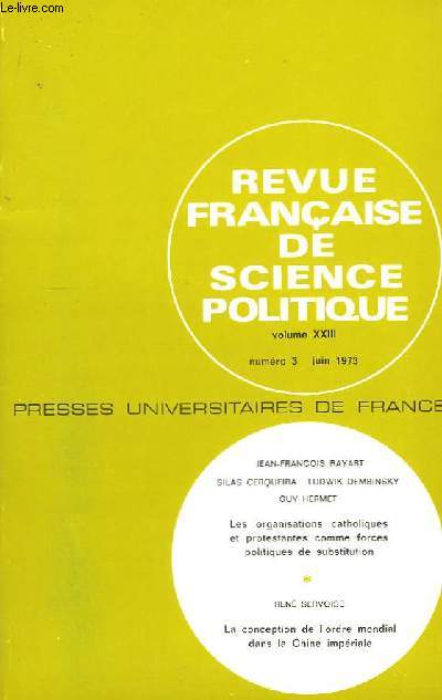 Revue Franaise de Science Politique N3, Vol. XXIII.