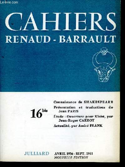 Cahiers Renaud-Barrault N16bis.