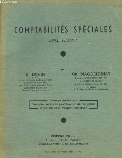 Comptabilits Spciales. Livre 2nd.