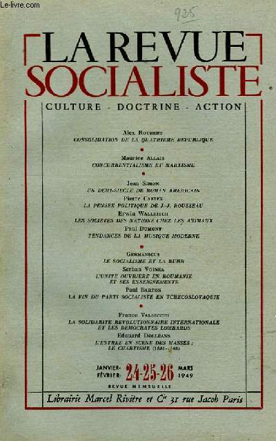 La Revue Socialiste N24 - 25 - 26