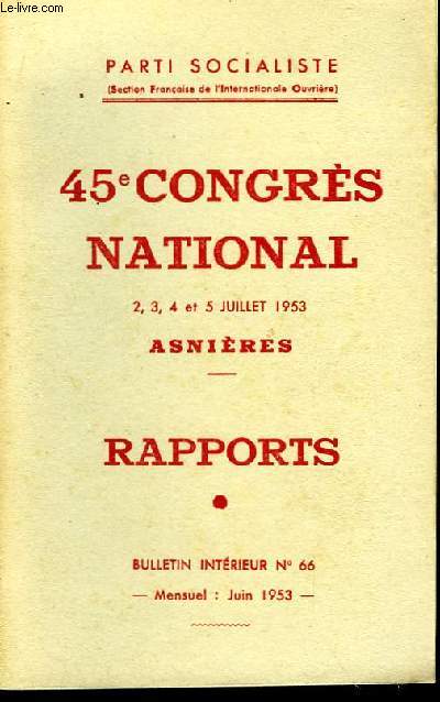 45me Congrs National. Asnires. Rapports